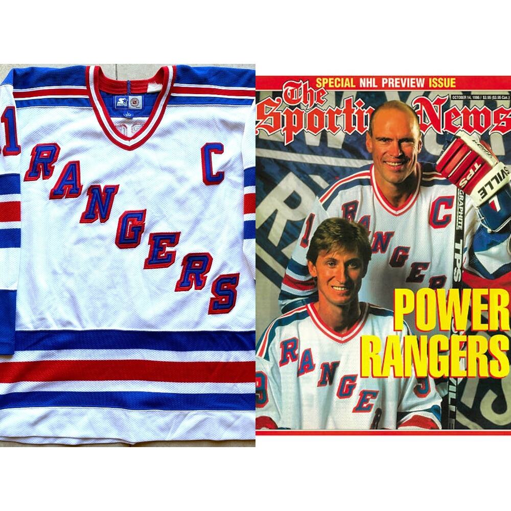 Mark MESSIER #11 New York Rangers 90s STARTER jersey L white NHL hockey vintage